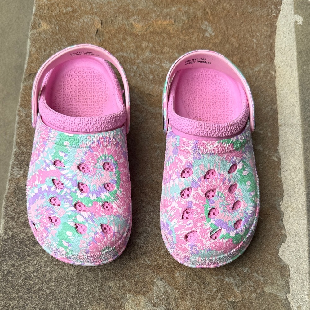 Kids Colorful Clogs - Pink and Green. Size 1. Capelli. EUC. Hardly wore